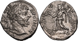 Roman Empire Septimius Severus AD 197-198 Silver Denarius About Extremely Fine