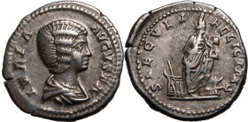 Roman Empire Julia Domna (wife of Septimius Severus) AD 196-211 Silver Denarius About Extremely Fine