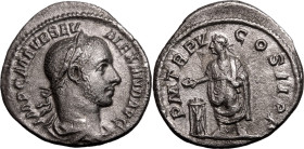 Roman Empire Severus Alexander AD 227 Silver Denarius About Extremely Fine; slightly grainy surfaces