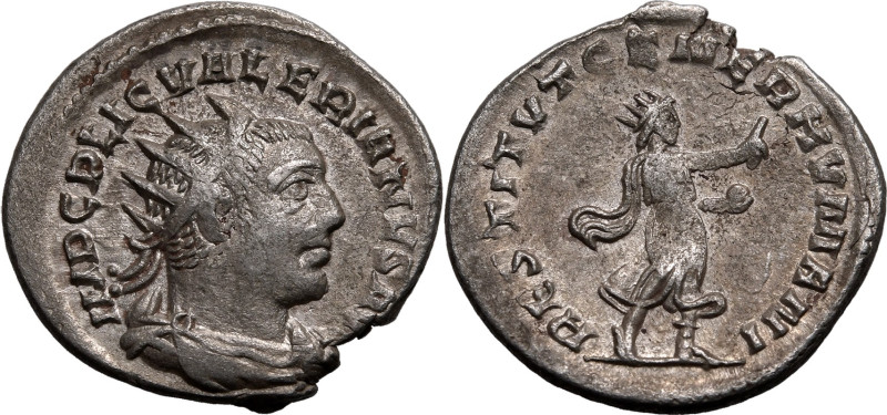 ROMAN EMPIRE. Valerian I. 
Silver antoninianus, AD 253-254. Antioch. 
Obv: IMP...