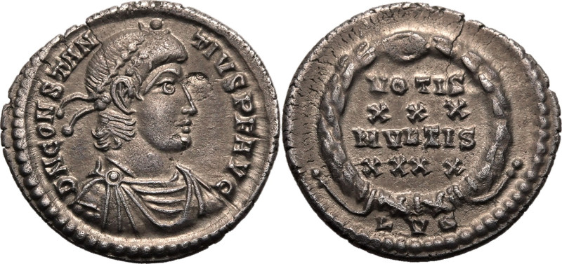 ROMAN EMPIRE. Constantius II. 
Silver siliqua, AD 360-363. Lugdunum. 
Obv: D N...