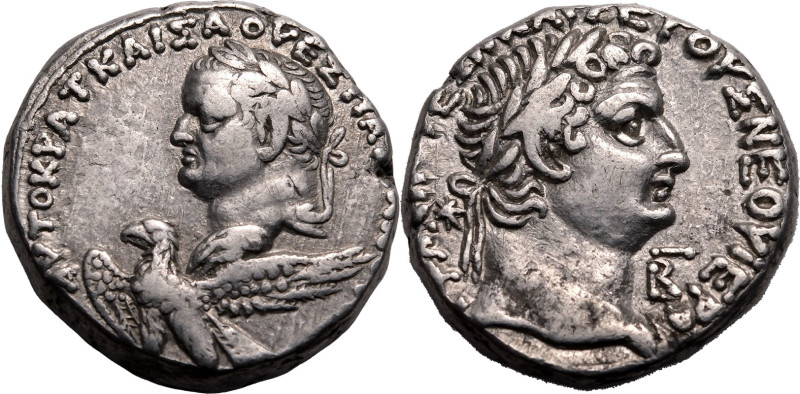 ROMAN PROVINCIAL. SELEUCIS AND PIERIA, ANTIOCH. Vespasian with Titus (Caesar). ...