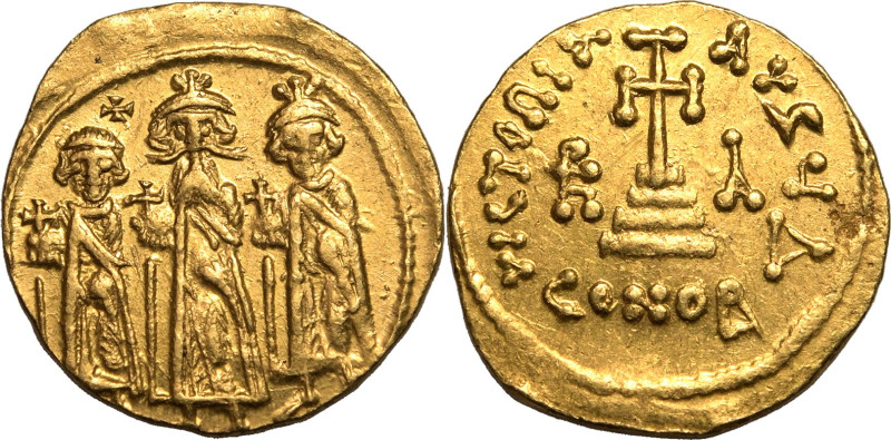 BYZANTINE EMPIRE. Heraclius. 
Gold solidus, IY 11 = AD 637/8. Constantinople. ...