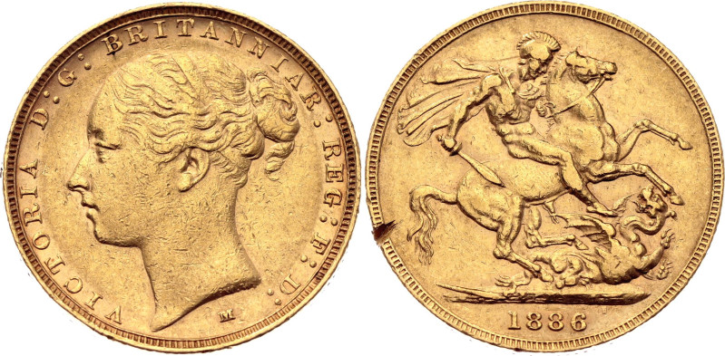 Australia 1 Sovereign 1886 M

KM# 7, N# 9310; Gold (.917) 7.96 g.; Victoria; M...