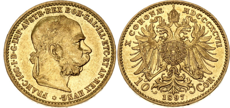 Austria 10 Corona 1897 MDCCCXCVII

KM# 2805, Fr# 506, N# 33244; Gold (.900) 3....