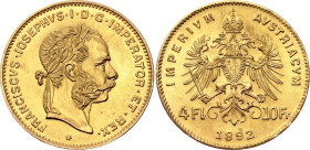 Austria 4 Florin / 10 Francs 1892 Restrike