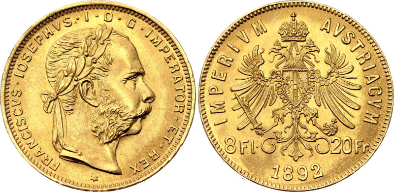 Austria 8 Florin / 20 Francs 1892 Restrike

KM# 2269, N# 17723; Gold (.900) 6....