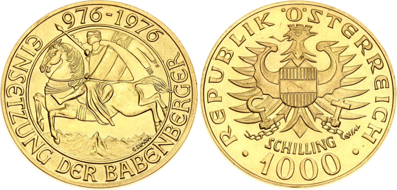 Austria 1000 Schilling 1976

KM# 2933, Fr# 909, N# 33405; Gold (.900) 13.52 g....