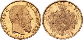 Belgium 20 Francs 1875