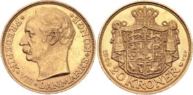 Denmark 20 Kroner 1909 VBP GJ