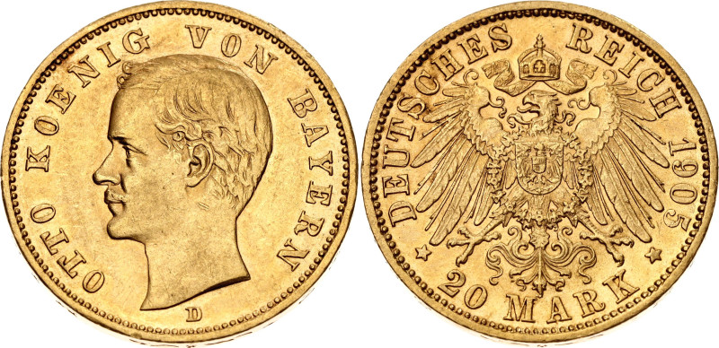 Germany - Empire Bavaria 20 Mark 1905 D

KM# 920, J. 200, N# 30082; Gold (.900...