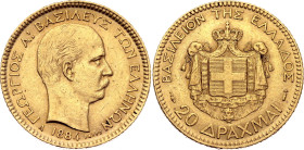 Greece 20 Drachmai 1884 A