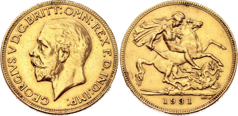 South Africa 1 Sovereign 1931 SA

KM# A22, N# 27532; Gold (.917) 7.98 g.; Geor...
