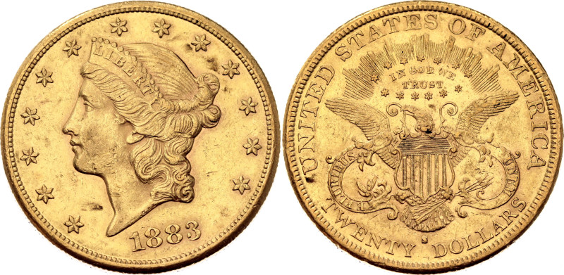 United States 20 Dollars 1883 S

KM# 74.3, N# 23125; Gold (.900) 33.44 g.; Lib...