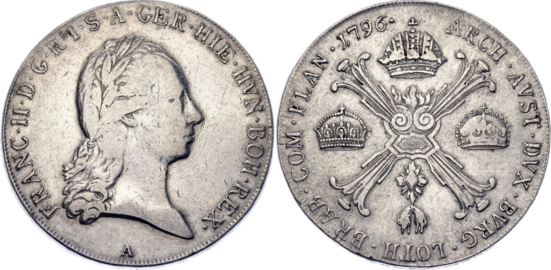 Austrian Netherlands 1 Kronenthaler 1796 A

KM# 2158, N# 33723; Silver; Franz ...