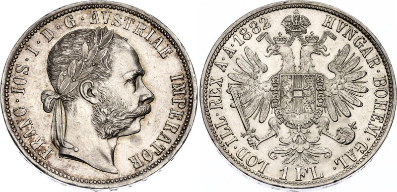 Austria 1 Florin 1882

KM# 2222, Schön# 149, N# 4726; Silver; Franz Joseph I; ...