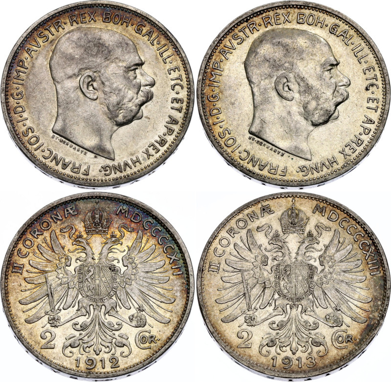 Austria 2 x 2 Corona 1912 - 1913

KM# 2821, N# 1934; Silver; Franz Joseph I; X...