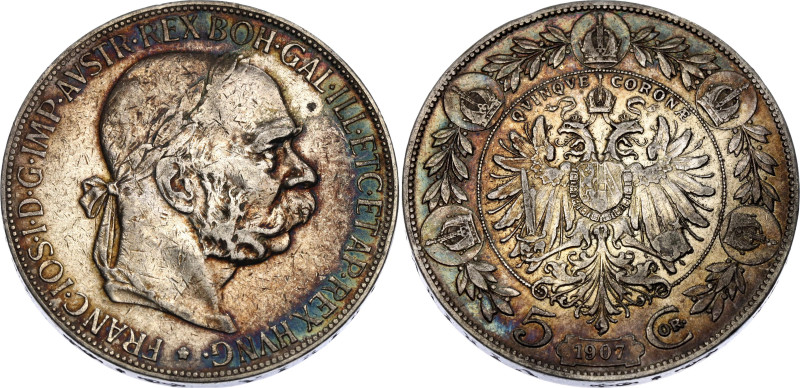 Austria 5 Corona 1907

KM# 2807, N# 11558; Silver; Franz Joseph I; VF+ with ni...