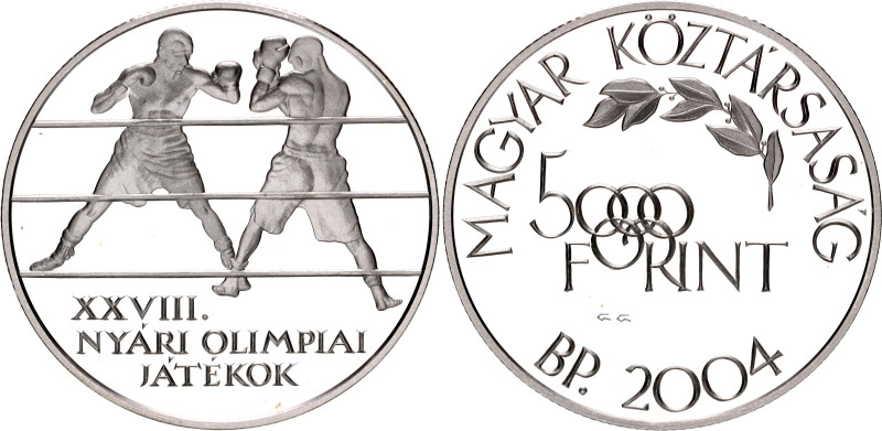 Hungary 5000 Forint 2004 BP

KM# 774, N# 34578; Silver, Proof; Athens Olympics...