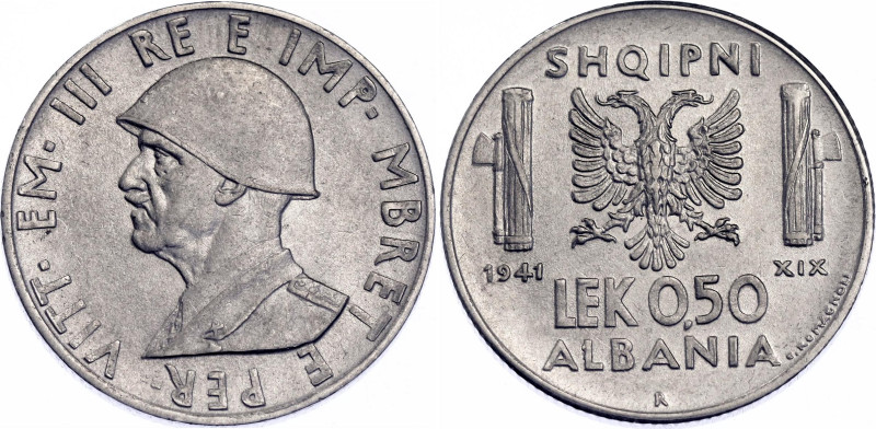 Albania 0.50 Lek 1940 R

KM# 30, N# 11175; Stainless steel; Vittorio Emanuele ...