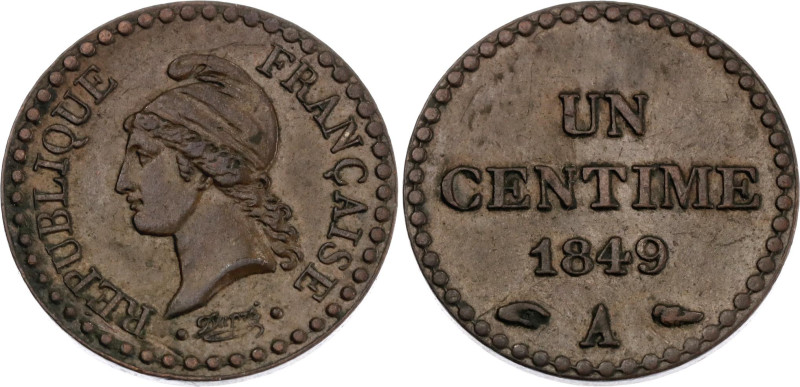 France 1 Centime 1849 A

KM# 754, N# 1118; Bronze; Paris Mint; AUNC