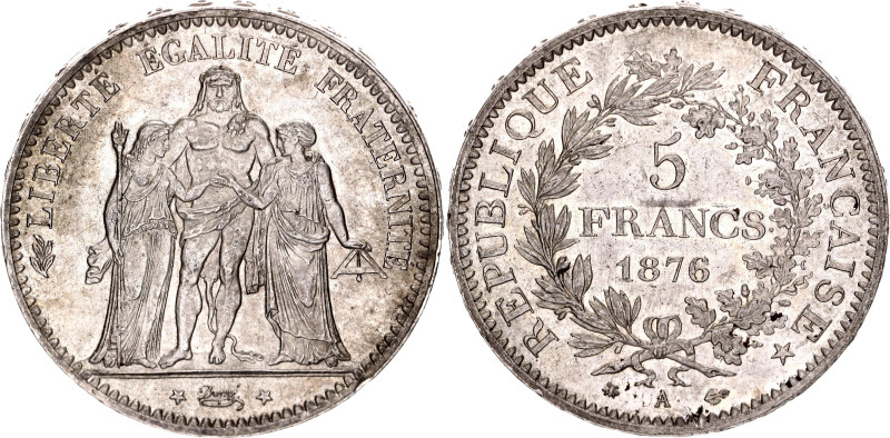 France 5 Francs 1876 A

KM# 820.1, Gad# 744, N# 1187; Silver; Paris Mint; AUNC...