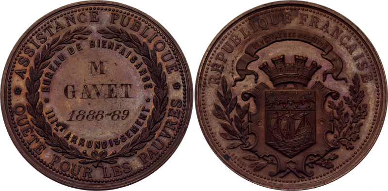 France Copper Medal "3rd District Charity Office" 1889 (ND)

Copper 35.16 g., ...