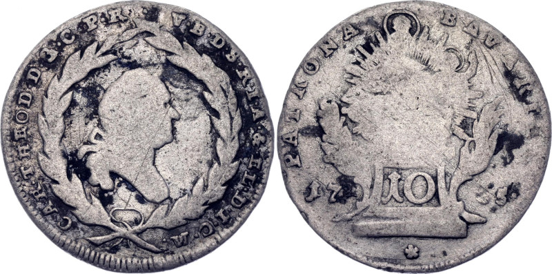 German States Bavaria 10 Kreuzer 1785

KM# 555.1, N# 143708; Silver; Karl Theo...