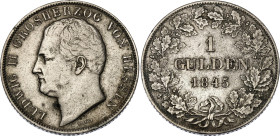 German States Hesse-Darmstadt 1 Gulden 1845