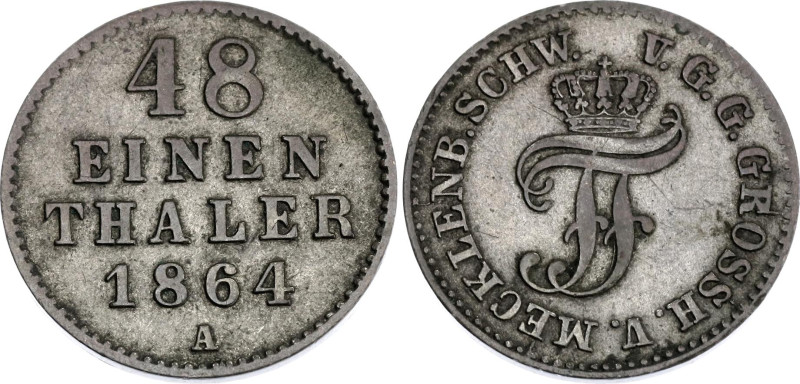 German States Mecklenburg-Schwerin 1/48 Taler 1864 A

KM# 311, AKS# 44, N# 301...