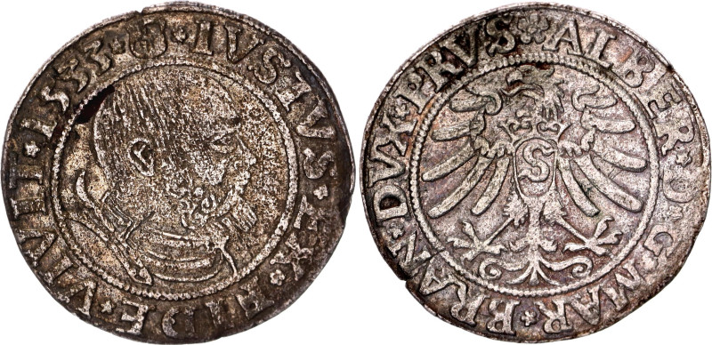 German States Prussia 1 Groschen 1533

MB# 3, N# 27572; Silver; Albert of Prus...