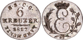 German States Saxe-Coburg-Gotha 6 Kreuzer 1827 ST