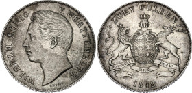 German States Wurttemberg 2 Gulden 1848