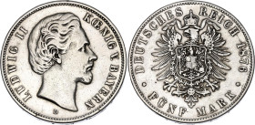 Germany - Empire Bavaria 5 Mark 1876 D