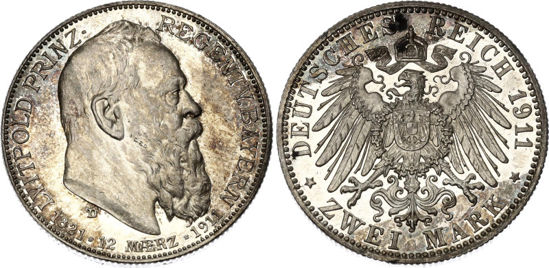 Germany - Empire Bavaria 2 Mark 1911 D

KM# 997, J. 48, N# 20687; Silver., Pro...