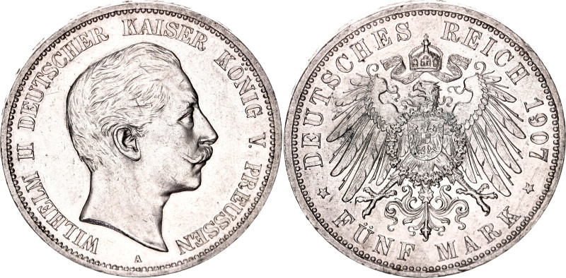 Germany - Empire Prussia 5 Mark 1907 A

KM# 523, N# 11814; Silver; Wilhelm II;...