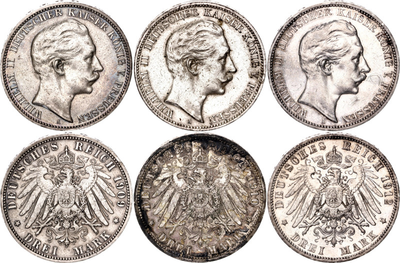 Germany - Empire Prussia 3 x 3 Mark 1909 - 1912 A

KM# 527, N# 3643; Silver; W...