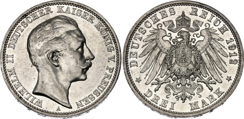 Germany - Empire Prussia 3 Mark 1912 A

KM# 527, AKS# 131, J. 103, N# 3643; Si...