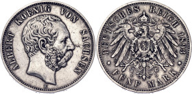 Germany - Empire Saxony-Albertine 5 Mark 1893 E