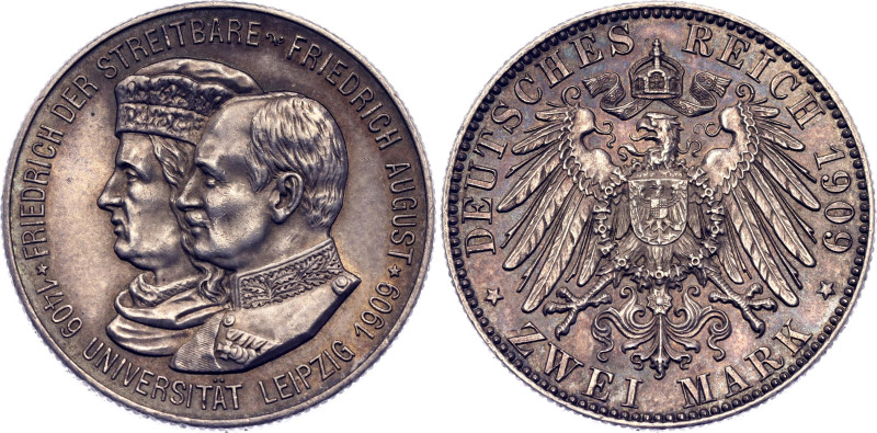 Germany - Empire Saxony-Albertine 2 Mark 1909 E

KM# 1268, N# 31889; Silver; F...