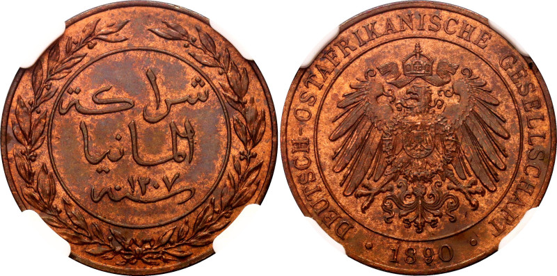 German East Africa 1 Pesa 1890 NGC MS63 RB

KM# 1, N# 11909; Copper; Wilhelm I...