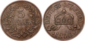 German East Africa 5 Heller 1908 J