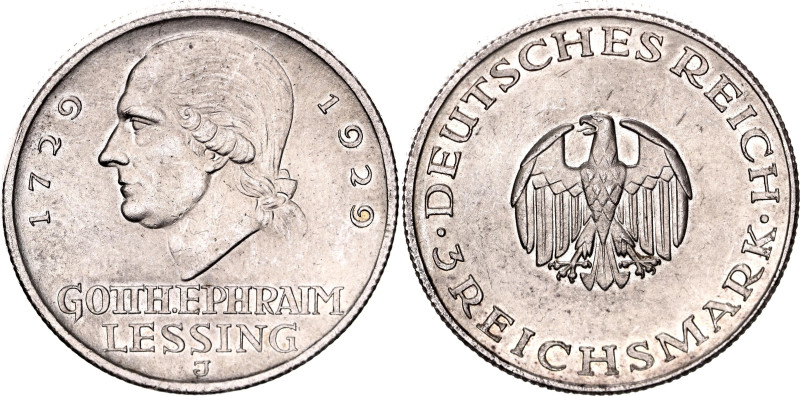 Germany - Weimar Republic 3 Reichsmark 1929 J

KM# 60, J. 335, N# 15902; Silve...