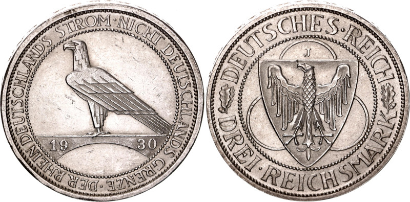 Germany - Weimar Republic 3 Reichsmark 1930 J

KM# 70, J. 345, N# 15905; Silve...