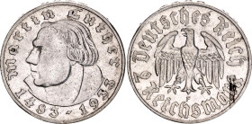 Germany - Third Reich 2 Reichsmark 1933 F