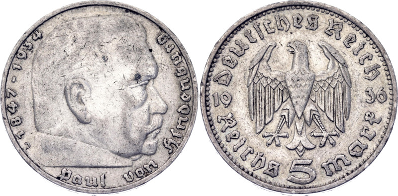 Germany - Third Reich 5 Reichsmark 1936 D Unstruckted "D"

KM# 94, AKS# 28, J....