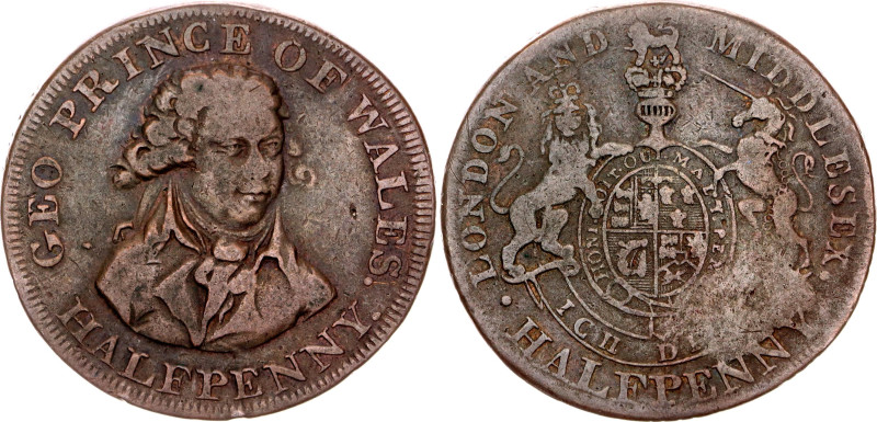 Great Britain Middlesex 1/2 Penny Token 1787 - 1797 (ND)

D&H# 953, N# 184172;...