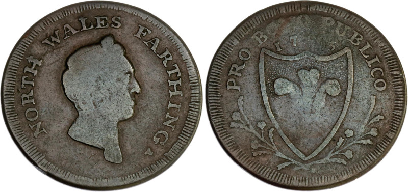 Great Britain North Wales 1 Farthing Token 1793

D&H# 15a, N# 46764; Copper 4....