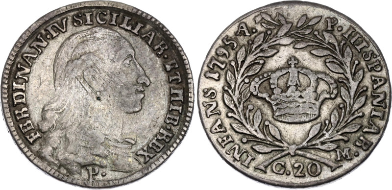 Italian States Naples 20 Grana 1795 P

KM# 210, N# 37864; Silver; Ferdinando I...