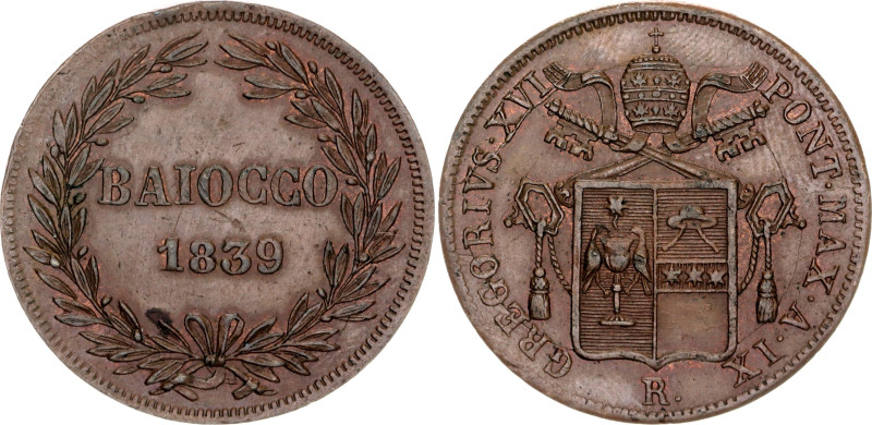 Italian States Papal States 1 Baiocco 1839 R (IX)

KM# 1320, N# 3618; Copper; ...